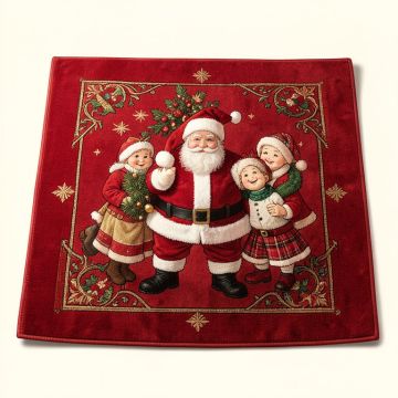 Holiday Christmas Santa Claus With Friends Power Loom Red Rug (synthetic illustration; no displayed measurements)
