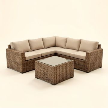 Heinrich Outdoor Patio 8 Piece Rattan Sectional Seating Group With Cushions (synthetic illustration; no displayed measurements)
