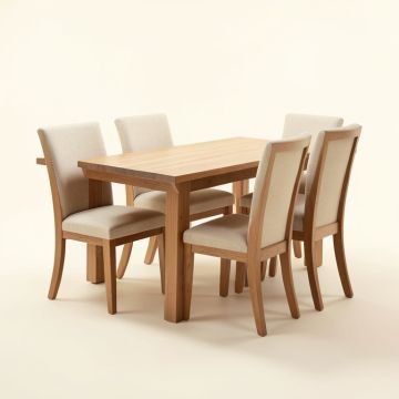 Abrahante Butterfly Leaf Rubberwood Solid Wood Dining Set (synthetic illustration; no displayed measurements)