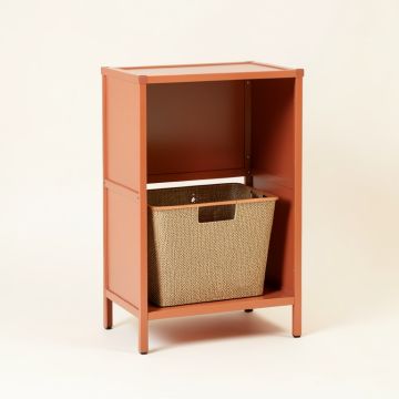 Sage Crest Freestanding Pull-Out Hamper Cabinet - Terracotta (synthetic illustration; no displayed measurements)