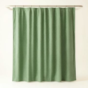 Wren Arc Shower Curtain Hanging Flat From A Plain Rod - Green (synthetic illustration; no displayed measurements)