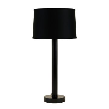 Reed Bridge Floor Lamp With A Plain Fabric Shade - Black