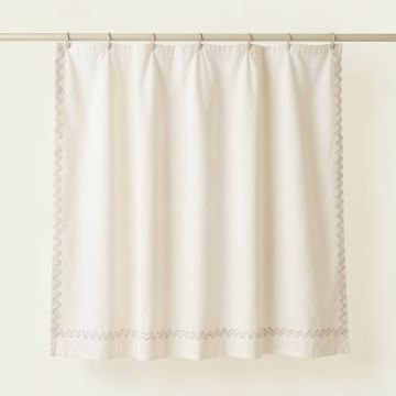 Elm Falls Shower Curtain Hanging Flat From A Plain Rod - Ivory (synthetic illustration; no displayed measurements)