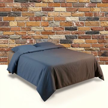 Wall Background Of Colored Stone Surface Retro Style Urban House Brick Design Duvet Cover Set (synthetic illustration; no displayed measurements)