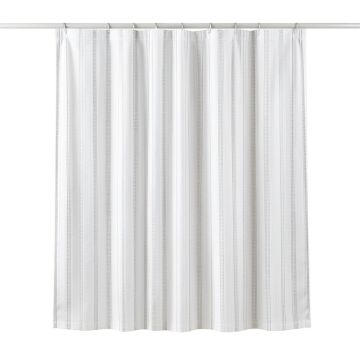 Olive Branch Shower Curtain Hanging Flat From A Plain Rod - White