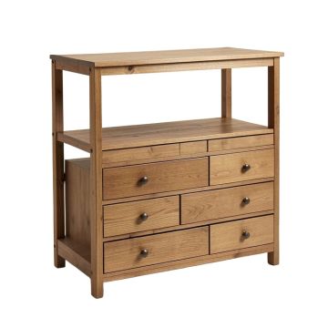 Midfield 2 Tier Wood Shelf 6 Drawer Dresser