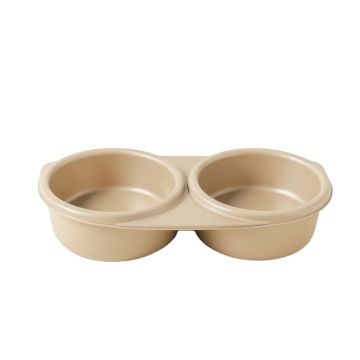 Briar Falls Pet Feeding Stand With Two Plain Empty Bowls - Beige