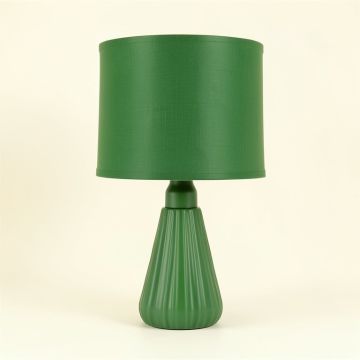 Cedar Arc Table Lamp With A Plain Fabric Shade (synthetic illustration; no displayed measurements)