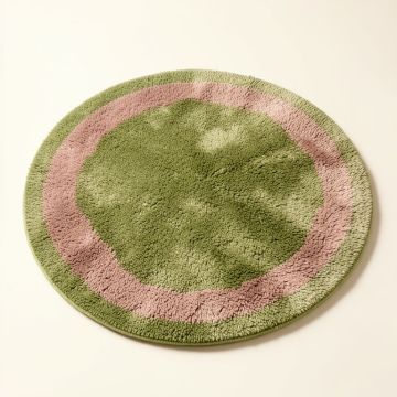 Round Shag Green/Pink Area Rug (synthetic illustration; no displayed measurements)