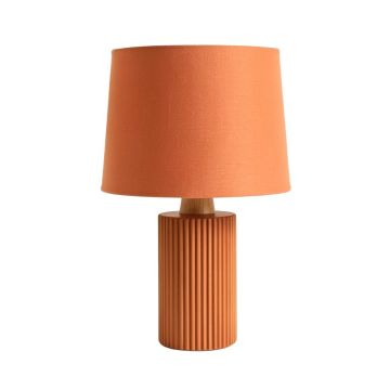 Birch Bridge Table Lamp With A Plain Fabric Shade - Terracotta