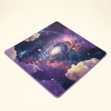 Night Time With Clouds And Stars Space Constellations Depths Of Universe Indigo Pale Kitchen Mat (synthetic illustration; no displayed measurements)
