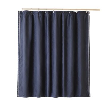 Alder Canyon Shower Curtain Hanging Flat From A Plain Rod - Navy