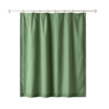 Hazel Edge Shower Curtain Hanging Flat From A Plain Rod - Green