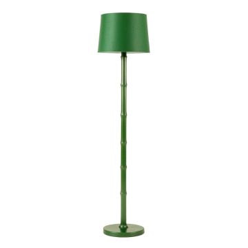 Birch Dell Floor Lamp With A Plain Fabric Shade - Green