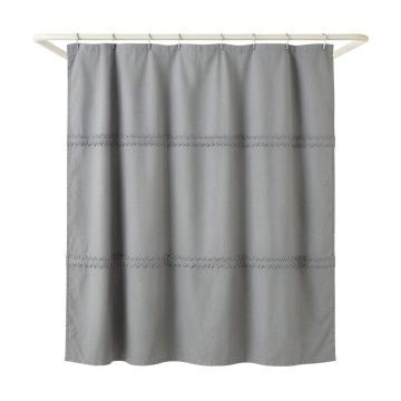 Hill Dale Shower Curtain Hanging Flat From A Plain Rod - Gray