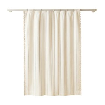 Field Edge Shower Curtain Hanging Flat From A Plain Rod - Ivory