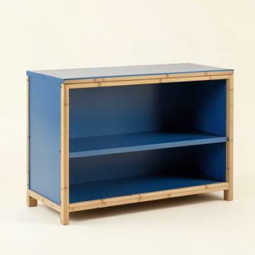 Juniper Branch Low Bookcase - Blue (synthetic illustration; no displayed measurements)