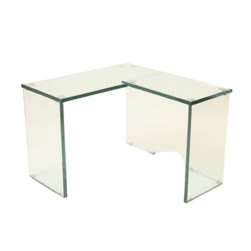 Aleksandras Glass L-Shape Writing Desk