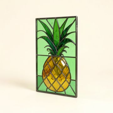 Welcome Pineapple Window Panel (synthetic illustration; no displayed measurements)