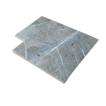 Chevron Random Sized Marble Mosaic Tile In Gray/Blue