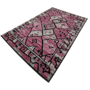 Zonia Geometric Plum/Black/Gray Area Rug