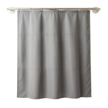 Flint Branch Shower Curtain Hanging Flat From A Plain Rod - Gray