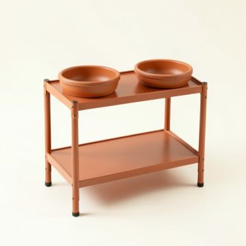 Aspen Branch Pet Feeding Stand With Two Plain Empty Bowls - Terracotta (synthetic illustration; no displayed measurements)