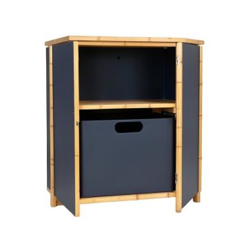 Birch Branch Freestanding Pull-Out Hamper Cabinet - Navy