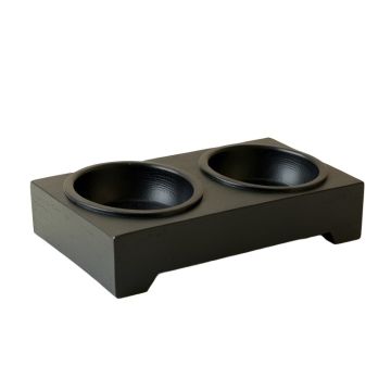 Stone Bend Pet Feeding Stand With Two Plain Empty Bowls - Black