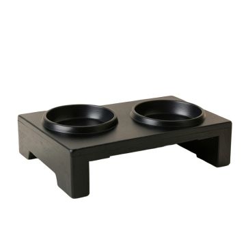 Reed Canyon Pet Feeding Stand With Two Plain Empty Bowls - Black