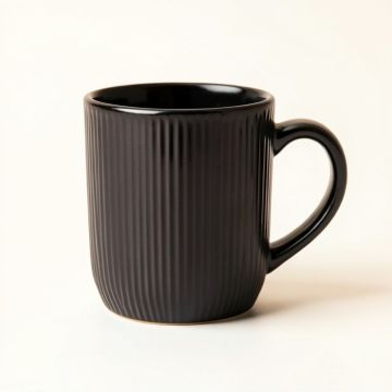 Wren Crest Ceramic Mug - Black (synthetic illustration; no displayed measurements)