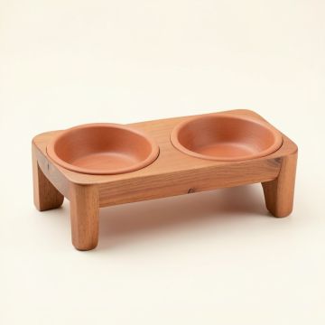 Vale Brook Pet Feeding Stand With Two Plain Empty Bowls - Terracotta (synthetic illustration; no displayed measurements)
