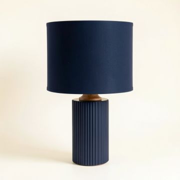 Linden Dale Table Lamp With A Plain Fabric Shade - Navy (synthetic illustration; no displayed measurements)