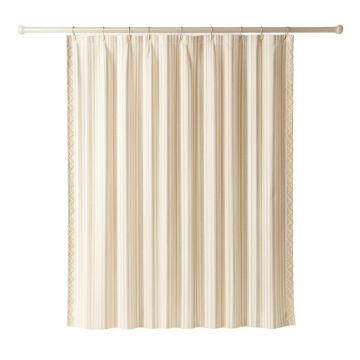 Alder Falls Shower Curtain Hanging Flat From A Plain Rod - Ivory