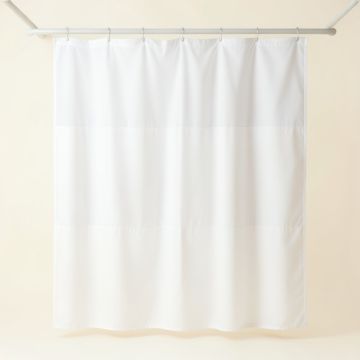 Dawn Arc Shower Curtain Hanging Flat From A Plain Rod (synthetic illustration; no displayed measurements)