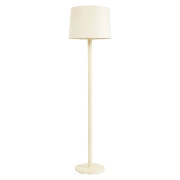 Rowan Bend Floor Lamp With A Plain Fabric Shade - Cream