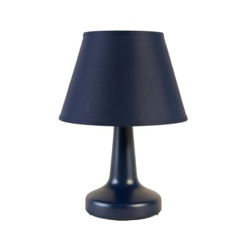 Birch Canyon Table Lamp With A Plain Fabric Shade - Navy