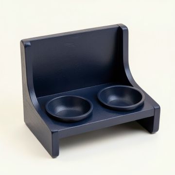 Cliff Falls Pet Feeding Stand With Two Plain Empty Bowls - Navy (synthetic illustration; no displayed measurements)