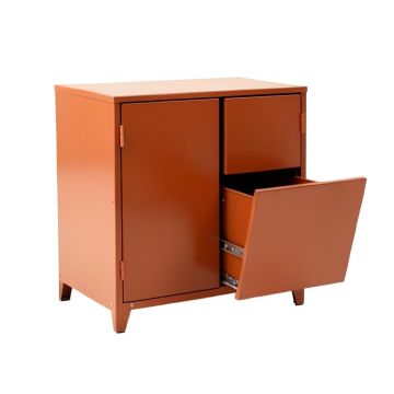 Sage Bridge Freestanding Pull-Out Hamper Cabinet - Terracotta