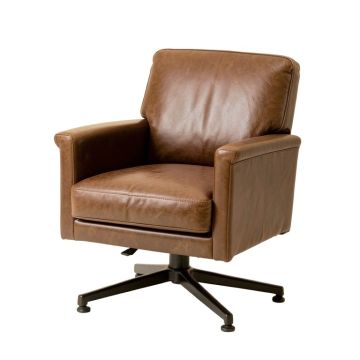 Nolan 24.8 '' Wide Genuine Leather Swivel Armchair