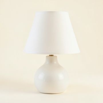 Briar Crest Table Lamp With A Plain Fabric Shade - White (synthetic illustration; no displayed measurements)