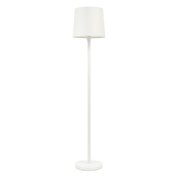 Field Bridge Floor Lamp With A Plain Fabric Shade - White
