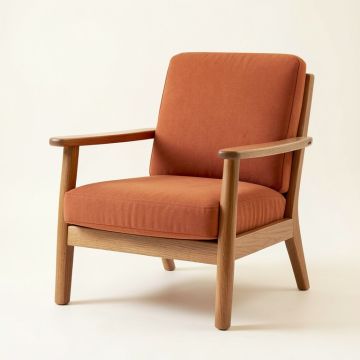 Ash Field Upholstered Armchair - Terracotta (synthetic illustration; no displayed measurements)