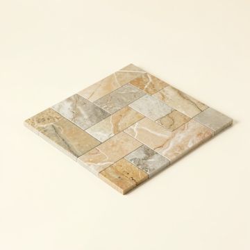 Calacatta Cressa 1 '' X 2 '' Natural Stone Herringbone / Chevron Mosaic Wall & Floor Tile (synthetic illustration; no displayed measurements)