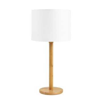 Elm Bend Floor Lamp With A Plain Fabric Shade - White