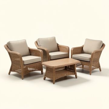 3 Pieces Patio Pe Rattan Conversation Chair Set (synthetic illustration; no displayed measurements)