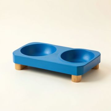 Ridge Branch Pet Feeding Stand With Two Plain Empty Bowls - Blue (synthetic illustration; no displayed measurements)