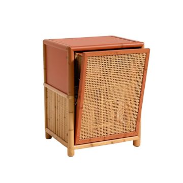 Hazel Branch Freestanding Pull-Out Hamper Cabinet - Terracotta