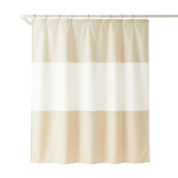 Willow Bend Shower Curtain Hanging Flat From A Plain Rod - Cream