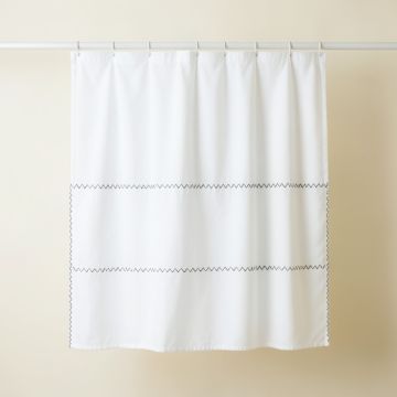 Glen Edge Shower Curtain Hanging Flat From A Plain Rod - White (synthetic illustration; no displayed measurements)